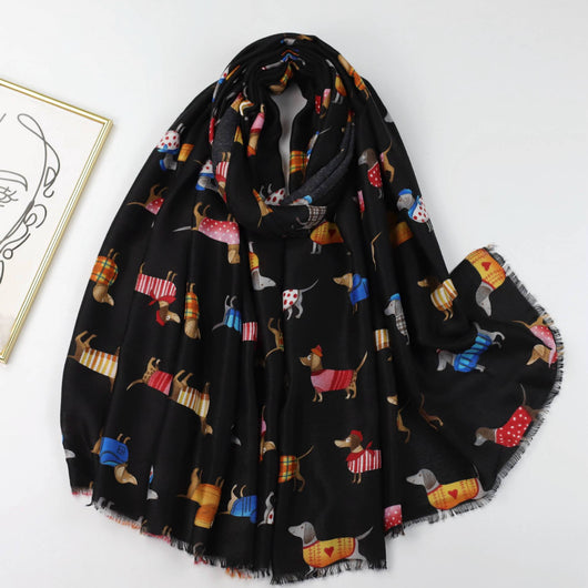 Pañoleta de Satén Estampada con Perro Salchicha - Image 2