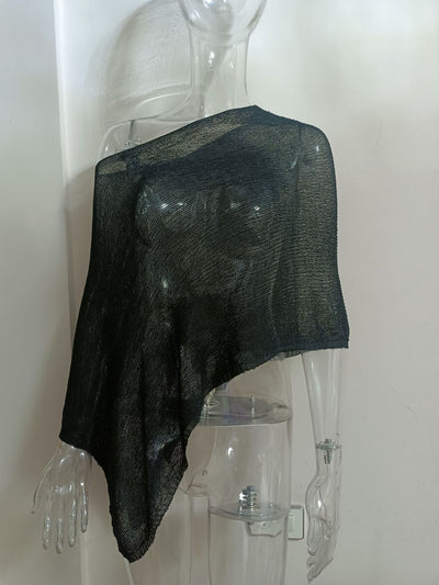 Blusa Tejida de Protección Solar con Capa Irregular para Mujer - Image 30