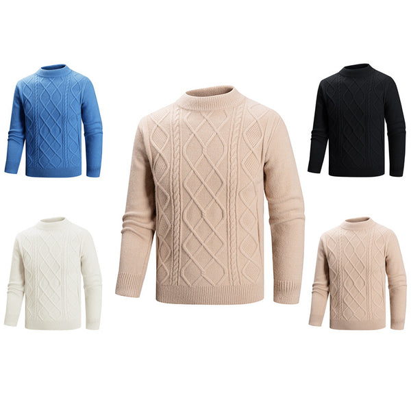 Suéter Casual de Cuello Alto Medio en Colores Sólidos para Hombre