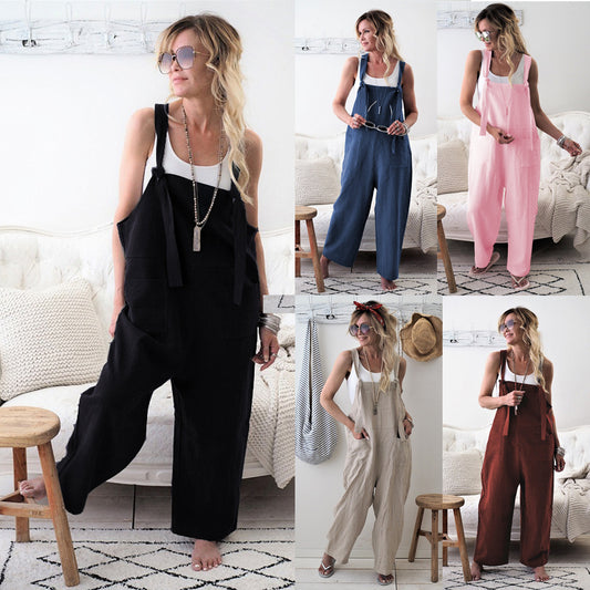 Jumpsuit Casual con Tirantes para Tallas Grandes