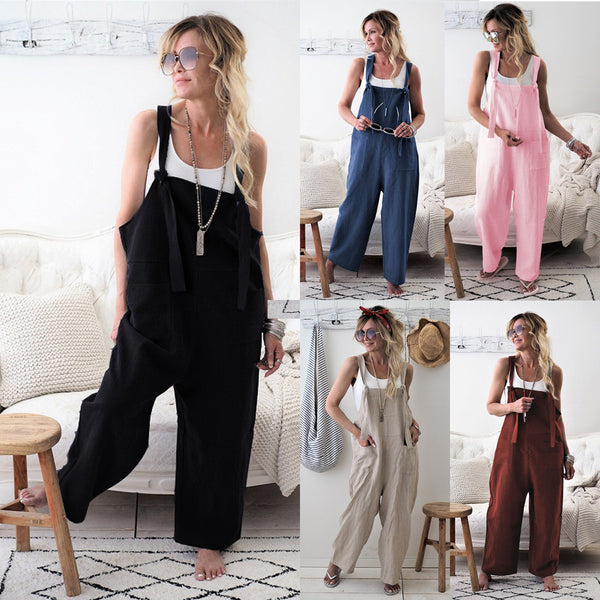 Jumpsuit Casual con Tirantes para Tallas Grandes