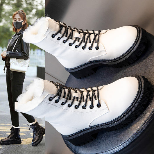 Botas Martin de Lana Auténtica con Tacón Grueso para Otoño e Invierno - Image 4