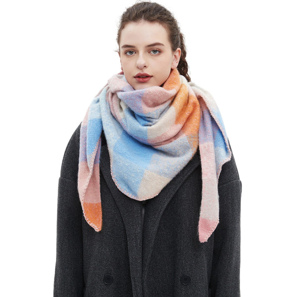 Chal Triangular de Lana Texturizada para Otoño e Invierno