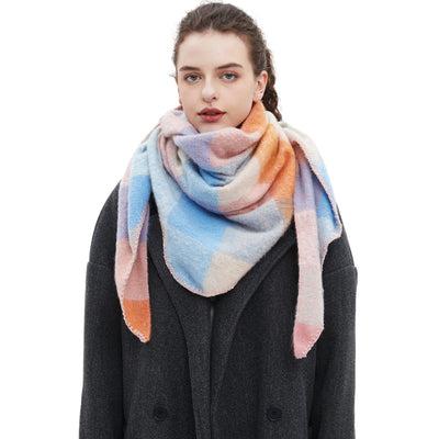 Chal Triangular de Lana Texturizada para Otoño e Invierno