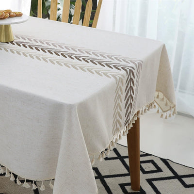 Mantel Rectangular de Algodón y Lino con Borlas - Protector de Mesa Elegante - Image 4