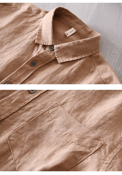 Camisa Casual de Manga Larga en Algodón y Lino para Hombre - Image 15