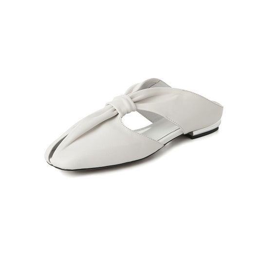 Sandalias y Pantuflas de Cuero de Oveja Blanco Crudo - Image 2
