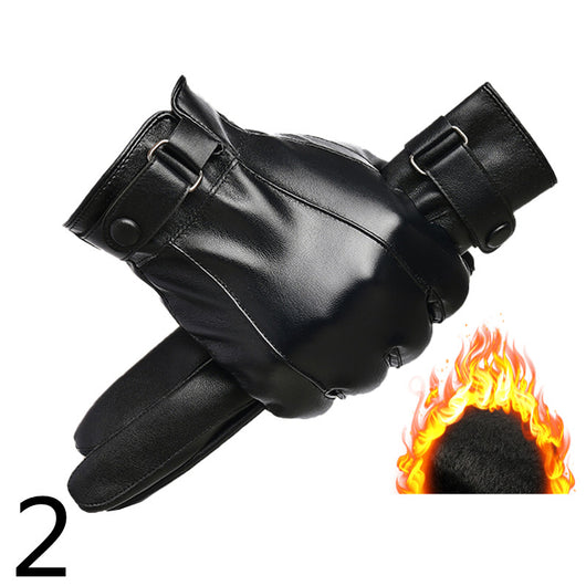 Guantes de Cuero para Moto Invierno Plus Forro Terciopelo Impermeables - Image 3