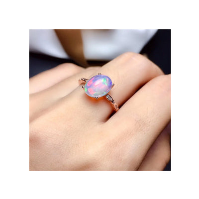 Anillo de Ópalo Natural Multicolor en Plata - Diseño Simple y Elegante - Image 8
