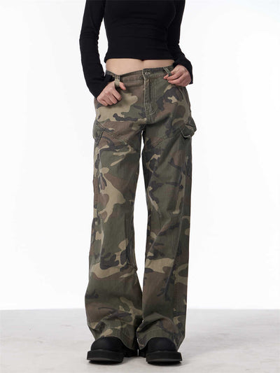 Pantalones Cargo Camuflaje Mujer Rectos Holgados Casual - Image 13