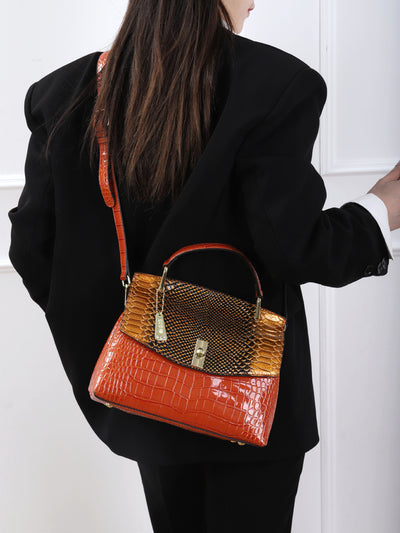 Bolso Crossbody Mujer Patrón Serpiente y Cocodrilo Multicolor - Image 10