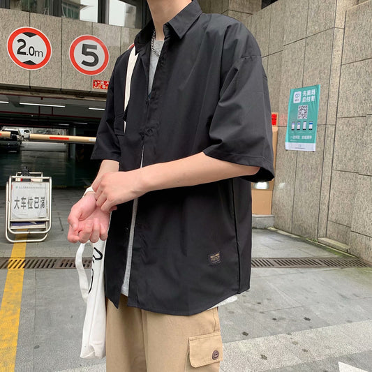 Camisa Juvenil Estilo Coreano con Bolsillos Múltiples y Manga Tres Cuartos - Image 2