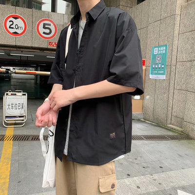 Camisa Juvenil Estilo Coreano con Bolsillos Múltiples y Manga Tres Cuartos - Image 2