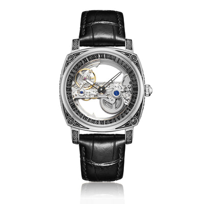 Reloj Mecánico Automático Vintage con Esfera Luminosa y Relieves - Image 8
