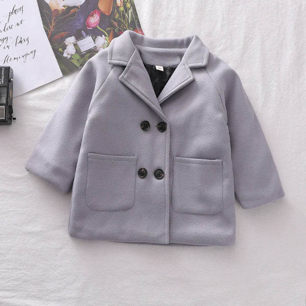 Abrigo Cuadrille Sólido para Niño Otoño Invierno - Image 2