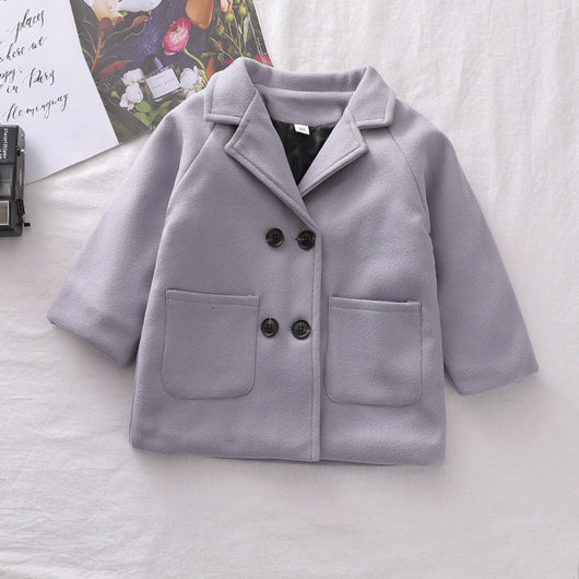 Abrigo Cuadrille Sólido para Niño Otoño Invierno - Image 2