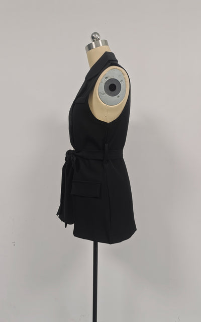 Chaleco Blazer Suelto Liso con Lazos Ajustables para Mujer - Image 23