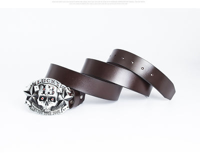 Cinturón de Cuero para Hombre con Hebilla Calavera Skateboard - Image 14