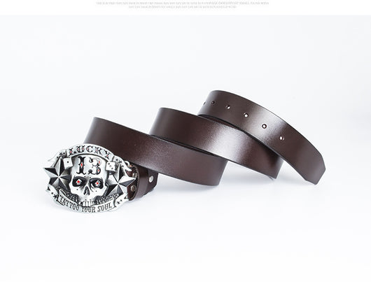 Cinturón de Cuero para Hombre con Hebilla Calavera Skateboard - Image 14
