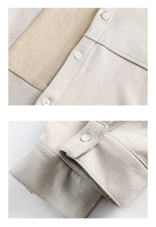 Chaqueta de Ante con Patchwork de Colores Contrastantes - Image 8