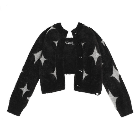 Chaqueta Sling de Terciopelo Mink Plata y Negro con Estrella - Image 2