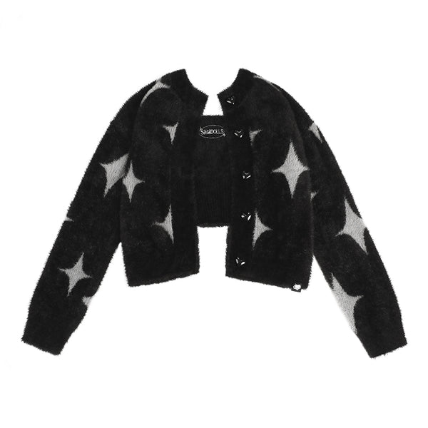 Chaqueta Sling de Terciopelo Mink Plata y Negro con Estrella