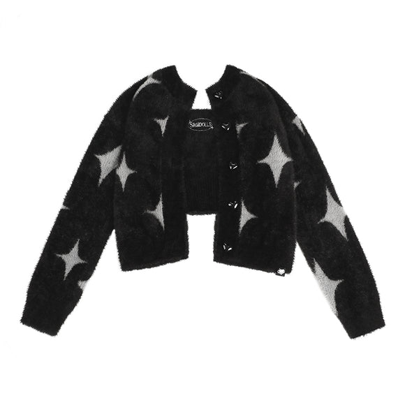 Chaqueta Sling de Terciopelo Mink Plata y Negro con Estrella