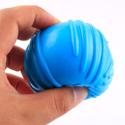Sapphire blue TPR dog sound ball with a textured surface for teeth grinding and biting. - Image 15