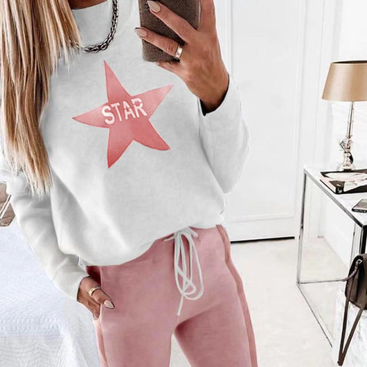 Traje Casual para Mujer con Estampado de Estrellas - Estilo Europeo y Americano - Image 3