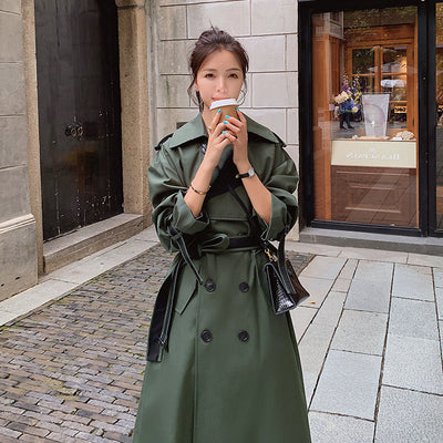 Abrigo Vintage Militar Verde Gabardina Doble Botonadura - Image 7