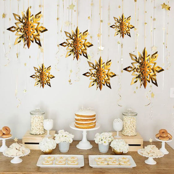 Guirnalda de Copos de Nieve de Papel para Decoración Navideña