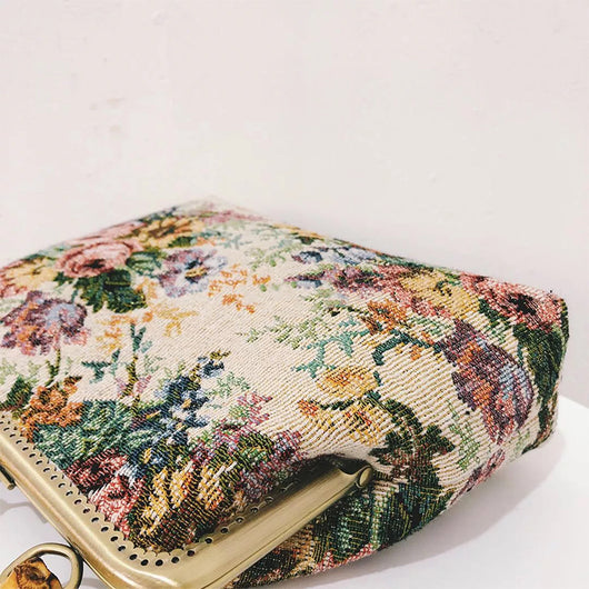 Bolsa Mensajera Bambú con Estampado Floral Retro - Image 7