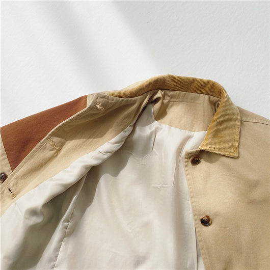 Cortavientos con Contraste de Mangas y Solapa Pequeña - Talla Mediana Largo - Image 6