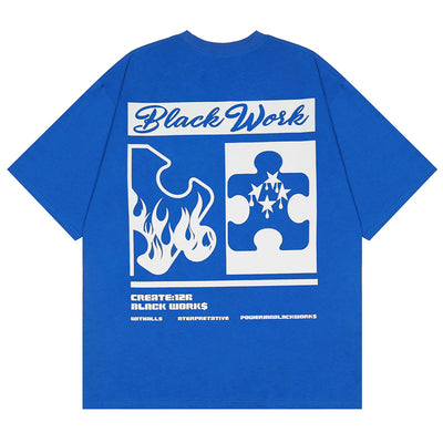 Camiseta Hip Hop Oversize con Estampado Jigsaw para Hombre - Image 8