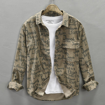 Camisa de Algodón Manga Larga con Letras en Pana - Image 7