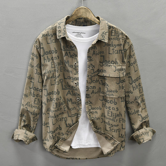 Camisa de Algodón Manga Larga con Letras en Pana - Image 7
