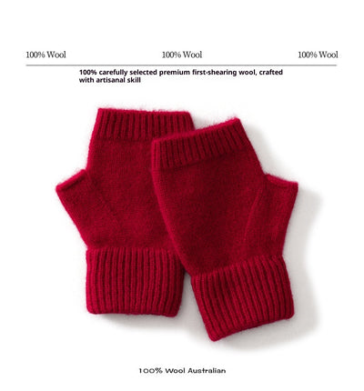 Guantes de Lana Merino Australiana sin Dedos con Flor Tejida y Cashmere - Image 17