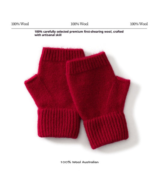 Guantes de Lana Merino Australiana sin Dedos con Flor Tejida y Cashmere - Image 17