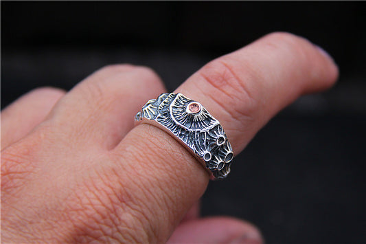 Anillo de Plata Esterlina con Diseño Cráter para Hombre - Image 2