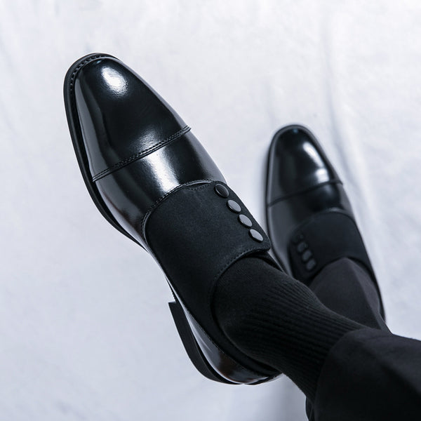 Zapatos de Cuero Slip-On con Punta Redondeada para Hombre