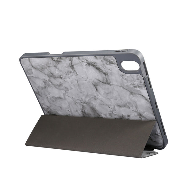 Funda Tri-fold para Tablet 9" con Ranura para Bolígrafo y Diseño Marmolado