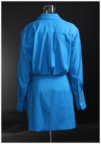 Vestido Camisero Asimétrico con Pliegues y Corte Slim - Image 18