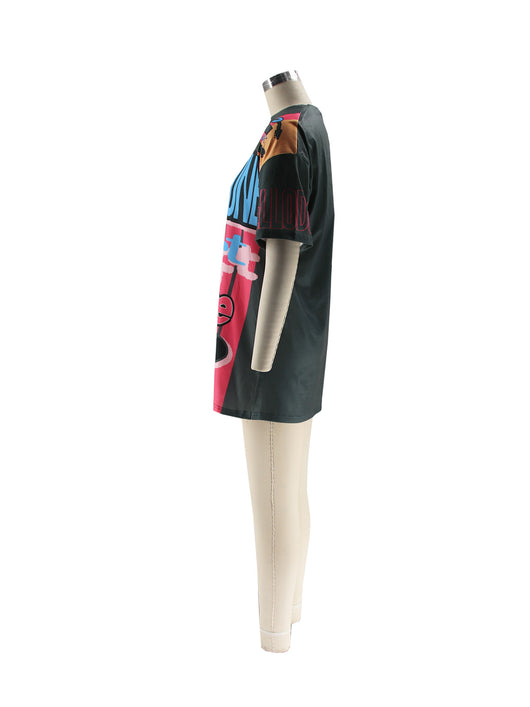Polera Cuello Redondo Oversized Letras Multicolor Estilo Urbano - Image 75