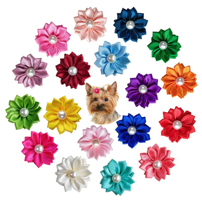 Moño Floral para Mascotas con Perlas y Elástico Decorativo - Image 6