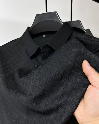Polo Elegante de Seda de Hielo Manga Corta para Hombre - Diseño Cuadros Verano - Image 10