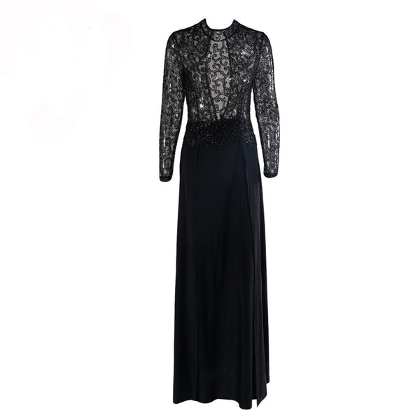 Vestido Largo Infantil con Lentejuelas y Transparencias para Otoño e Invierno