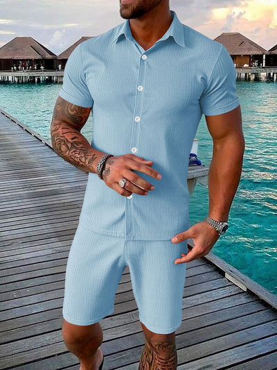 Conjunto Casual de Camisa y Shorts para Hombre - Image 29