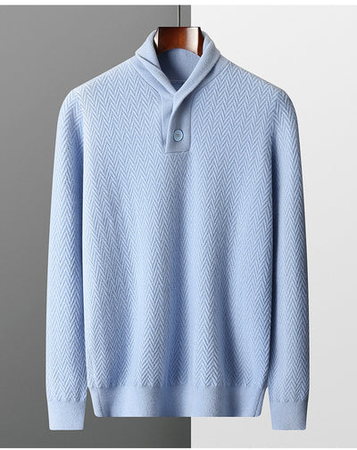 Suéter de Cuello Solapa en Cashmere Puro para Hombre - Invierno - Image 14