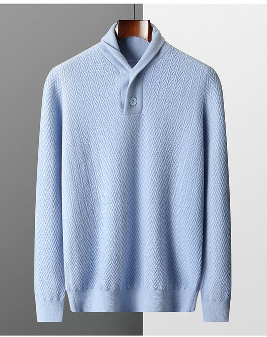 Suéter de Cuello Solapa en Cashmere Puro para Hombre - Invierno - Image 14