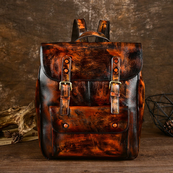 Mochila Casual de Cuero Genuino Estilo Retro Neutro